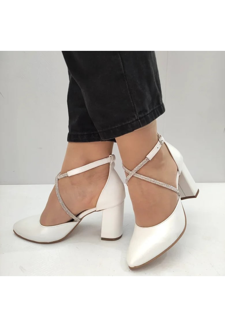 Pantofi Eleganti Dama 3671-1 Albi Perlat - Alb - Alb
