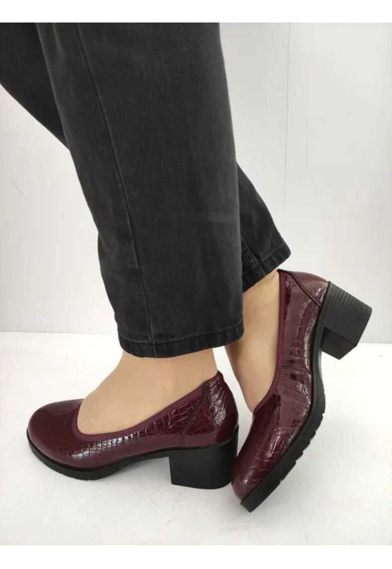 Pantofi Casual Dama 60011B 23-O Bordo Croco - Bordo - Visiniu