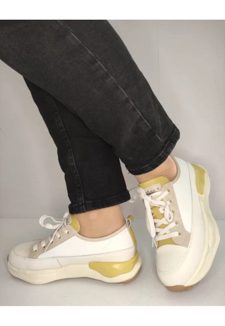 Pantofi Casual Dama 60006A J7-N Crem Cu Galben - Crem - Crem