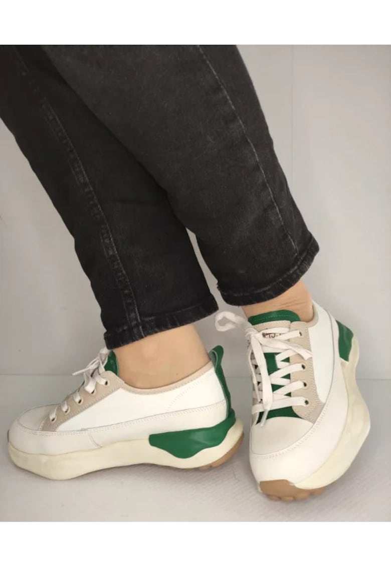 Pass Pantofi Casual Dama 60006C 97-N Crem Cu Verde - Crem - Crem