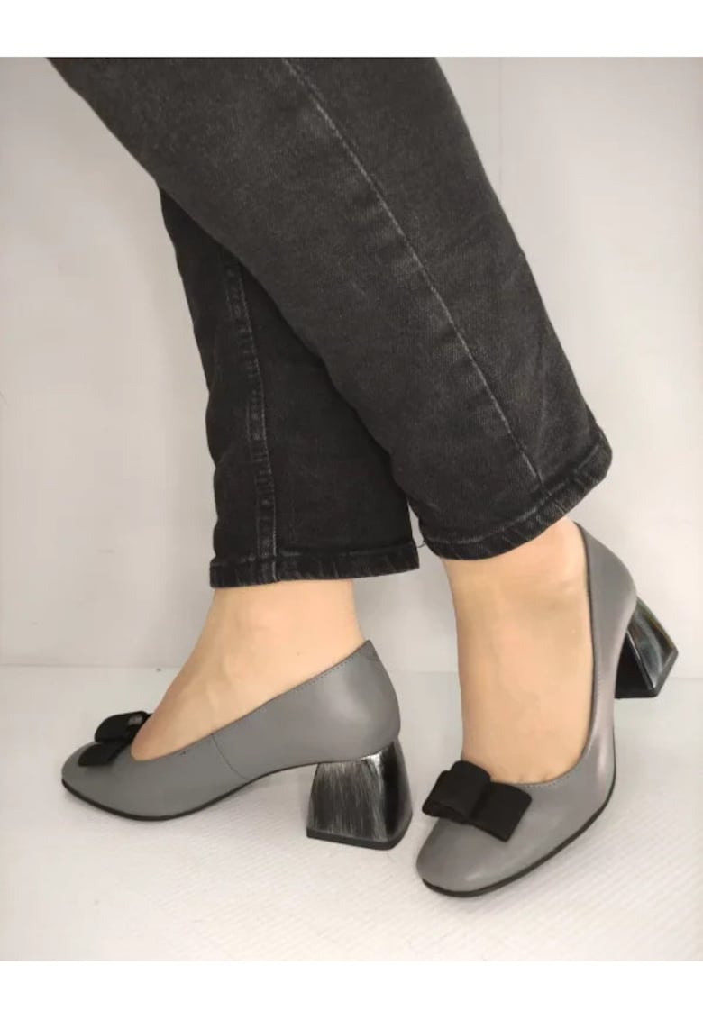 Pantofi Eleganti Dama 148 Gri Cu Negru - Gri -