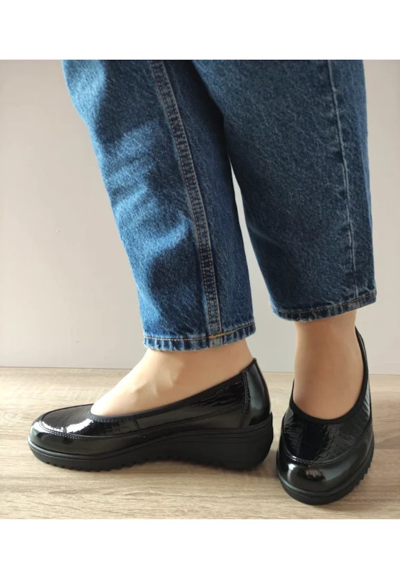 Pantofi Casual Dama 60006A 01-O Negri Lac - Negru - Negru