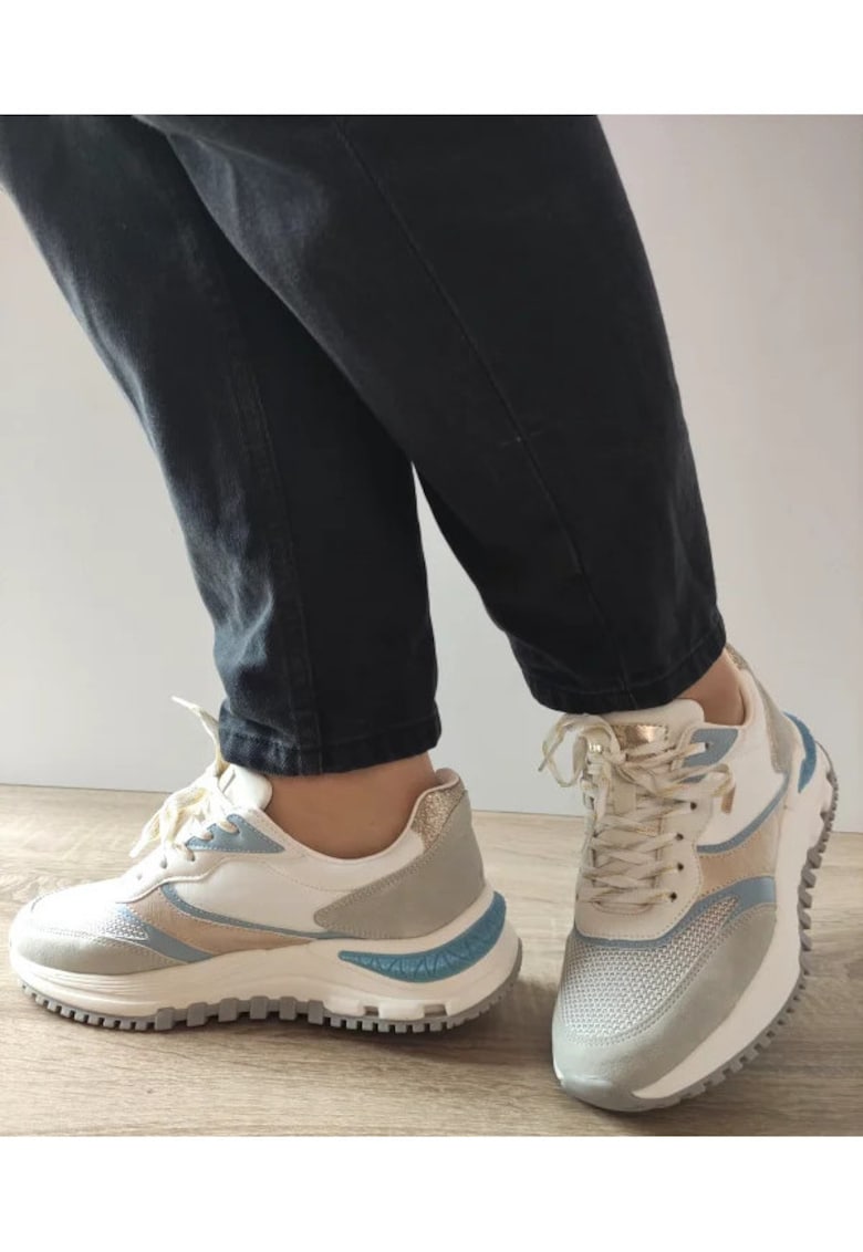 Pantofi Casual Dama 250533-3 Bleu Cu Alb - Albastru -