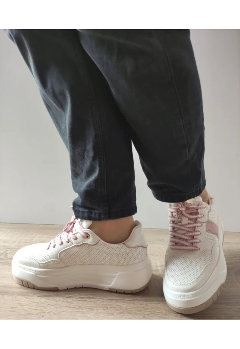 Pantofi Casual Dama Misscat 250536-6 Albi Cu Roz - Alb -