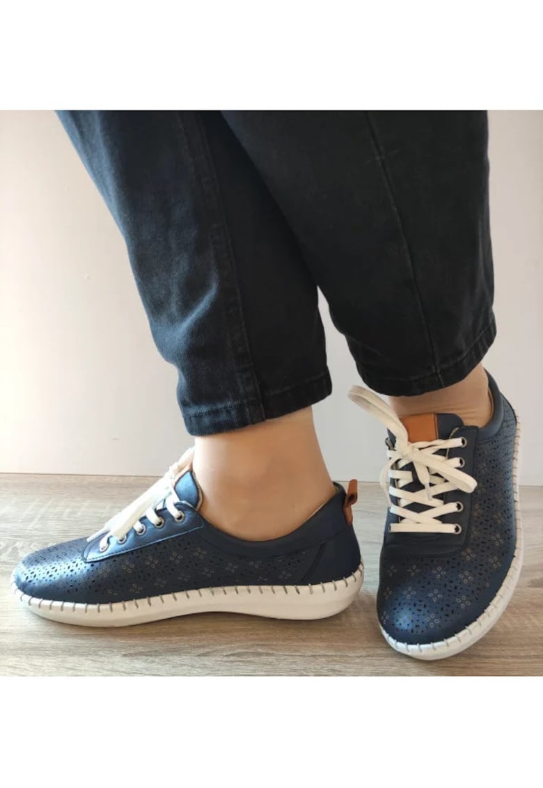 Pantofi Casual Perforati Dama 24280 Bleumarin - Albastru -