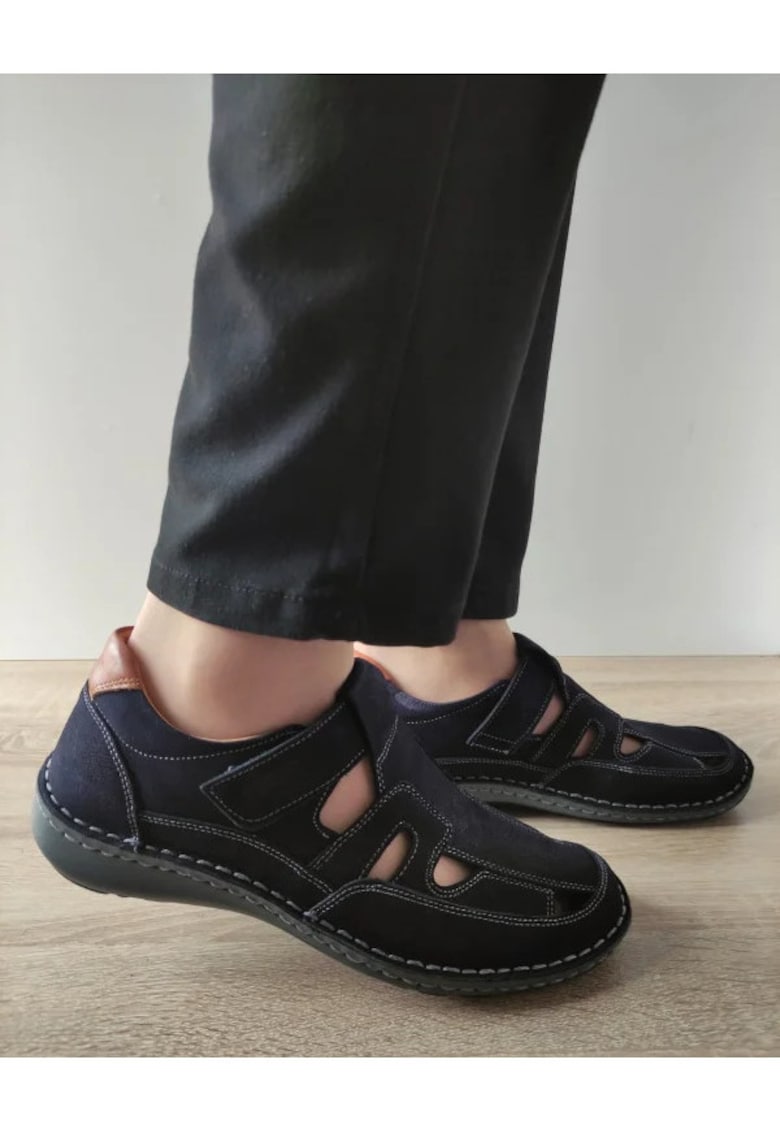 Pantofi Casual Perforati Barbati 9543 42-2 Navy Nubuck - Albastru -