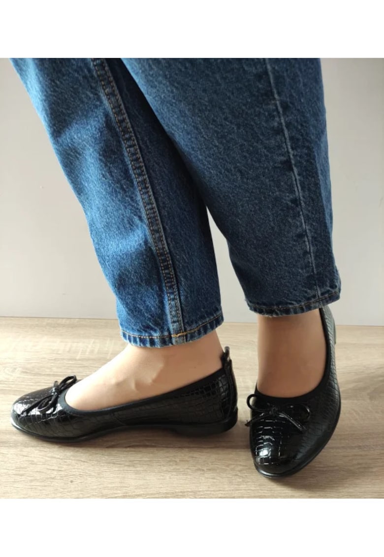 Pantofi Casual Perforati Dama 60005A 01-O Negri Croco - Negru - Negru