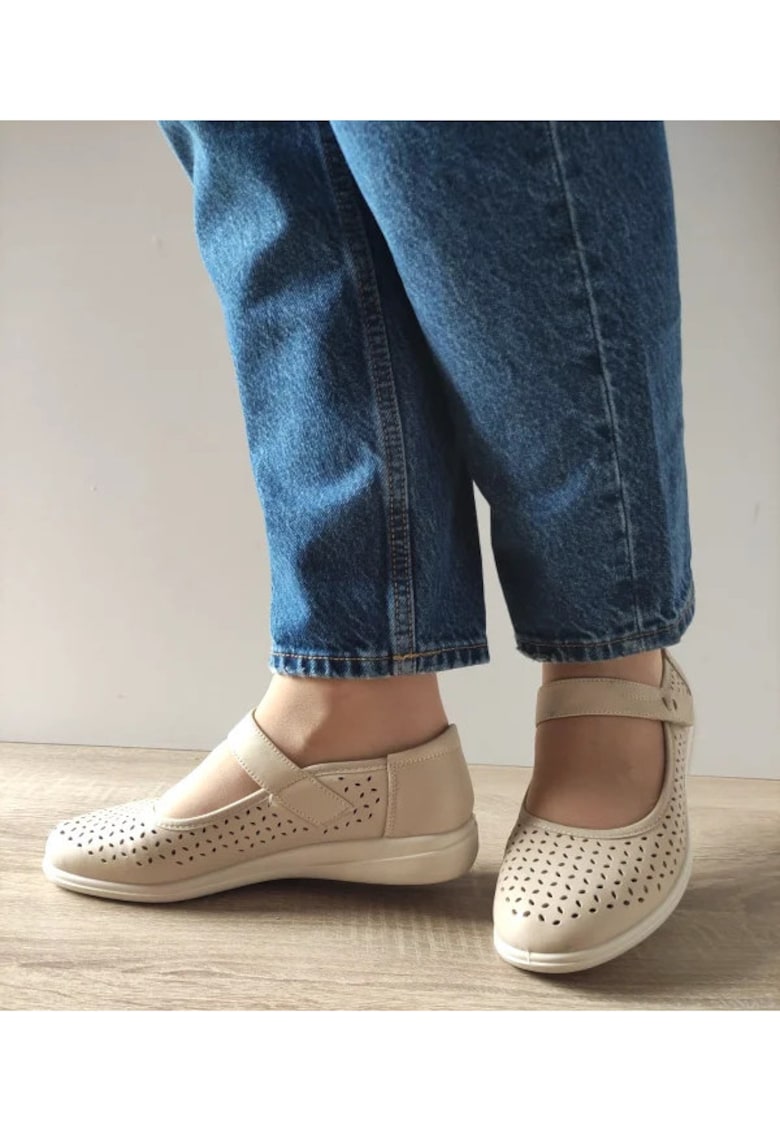 Pantofi Casual Perforati Dama 60020B 03-N Bej - Bej - Bej