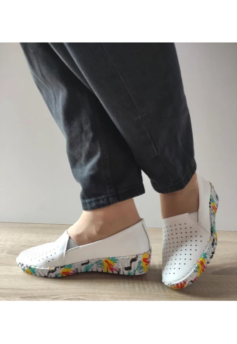 Pantofi Perforati Dama 03664 Albi - Alb - Alb
