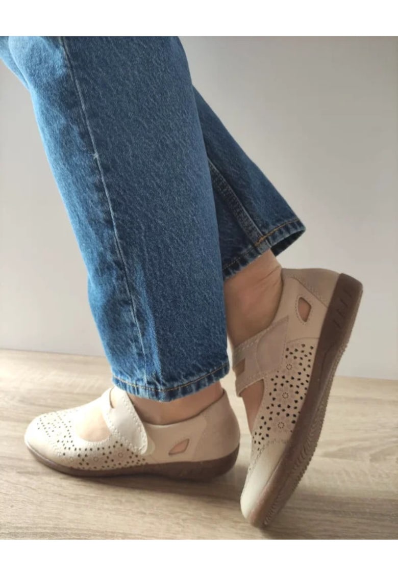 Pantofi Casual Perforati Dama 47675-60 Bej - Bej - Bej