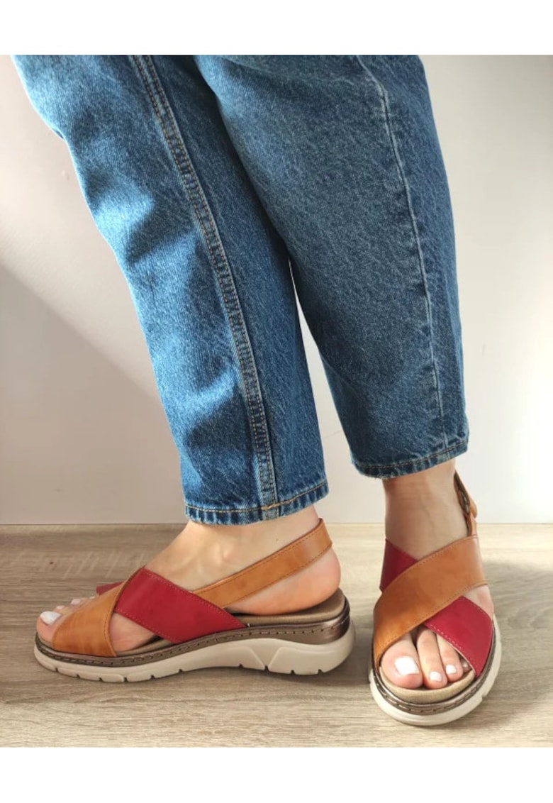 Sandale Casual Dama 12505Vt Mostar 55-N Caramizii Cu Rosu - Rosu - Rosu