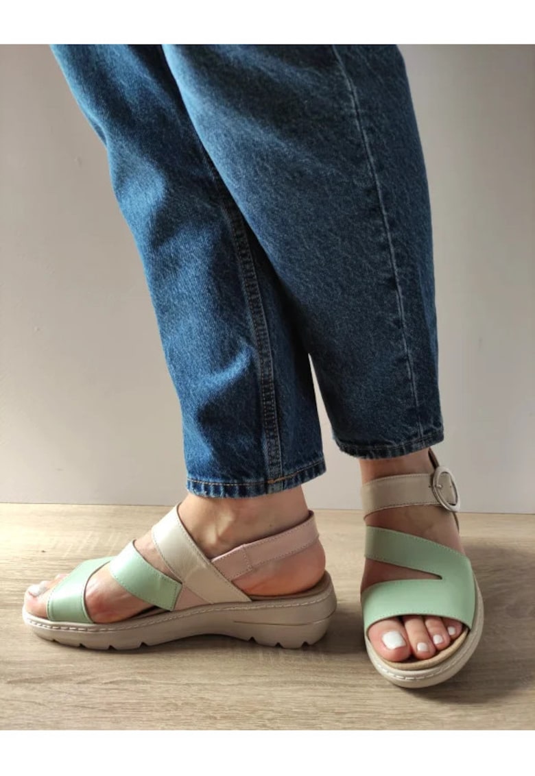 Sandale Casual Dama Su20002T Krabi J3-N Vernil Cu Bej Si Roz - Verde - Verde