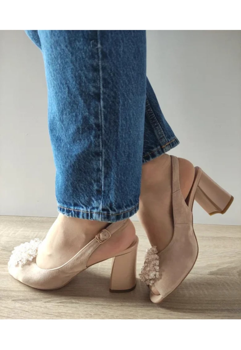 Sandale Elegante Dama 360023B 03-I Bej Velur - Bej -