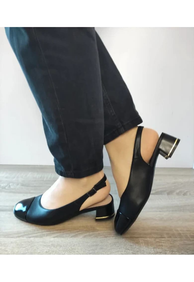 Sandale Elegante Dama 60005A 01-N Negre Cu Lac - Negru -