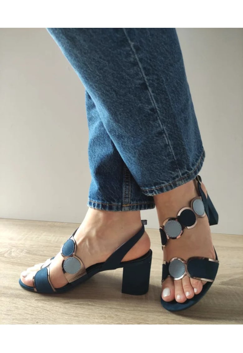 Sandale Elegante Dama 28347-42 Bleumarin Cu Bleu - Albastru