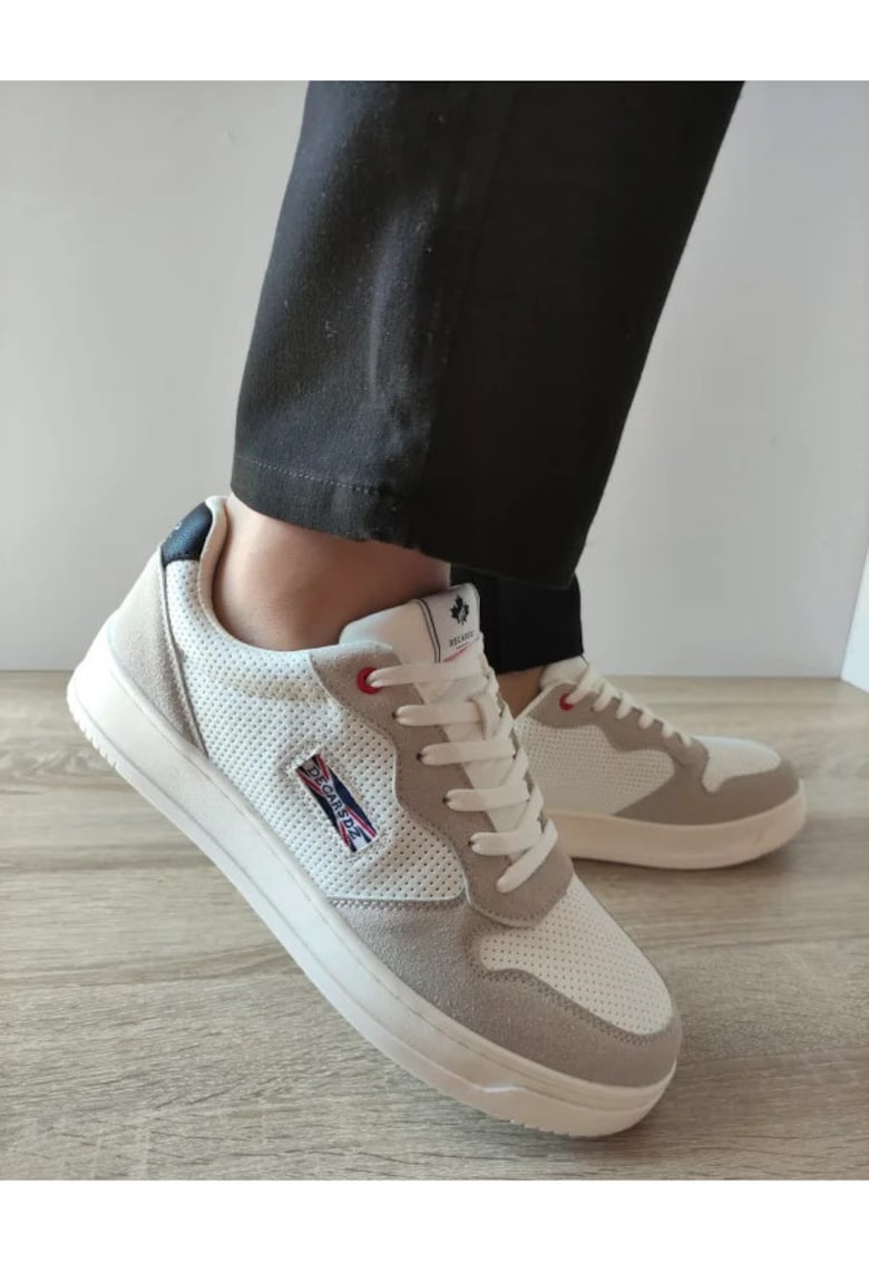 Pantofi Casual Barbati 9903 Albi Cu Gri Velur - Alb - Alb