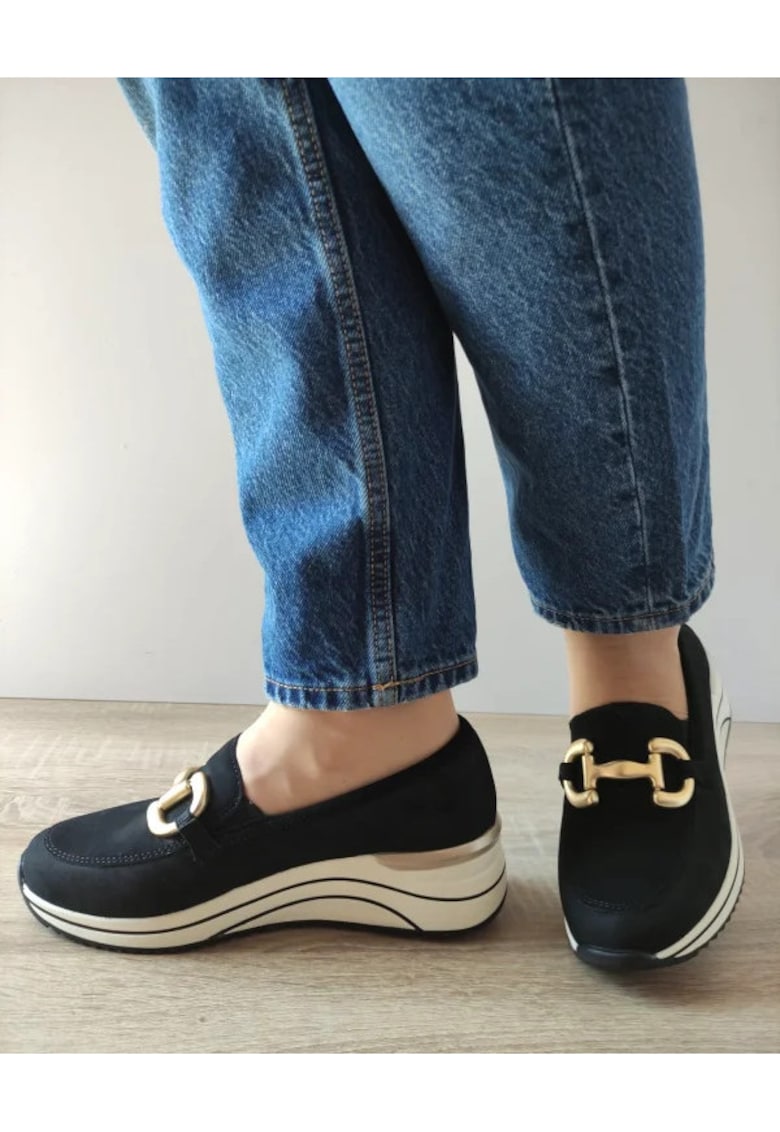 Pantofi Casual Dama D0T12-02 Negri Velur - Negru - Negru