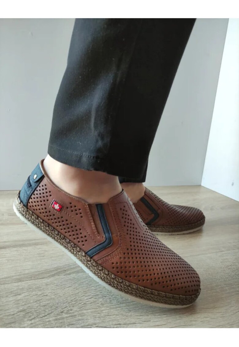 Pantofi Casual Perforati Barbati B5297-24 Maro + Bleumarin - Maro - Maro