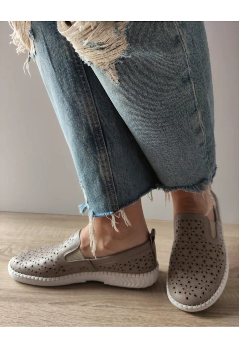 Pantofi Casual Perforati Dama 24015 Grej - Gri - Gri
