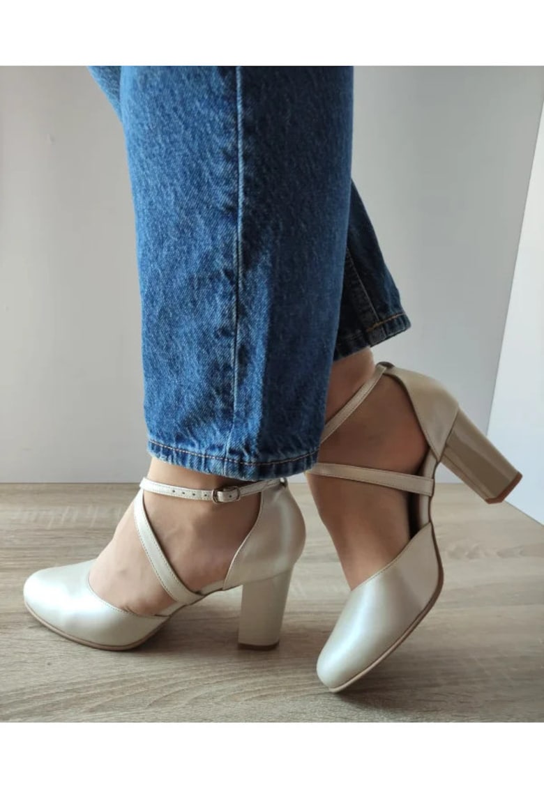 Pantofi Eleganti Dama 27336 Bej Sidefat - Bej - Bej