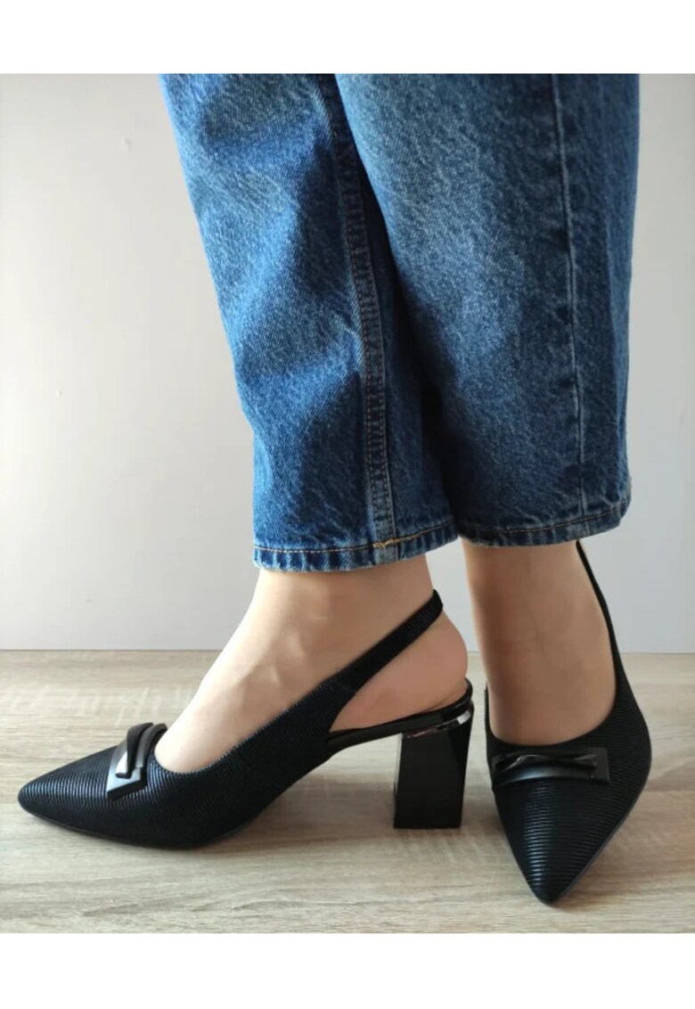 Pantofi Eleganti Decupati Dama 60022 01-I Negri Velur - Negru -