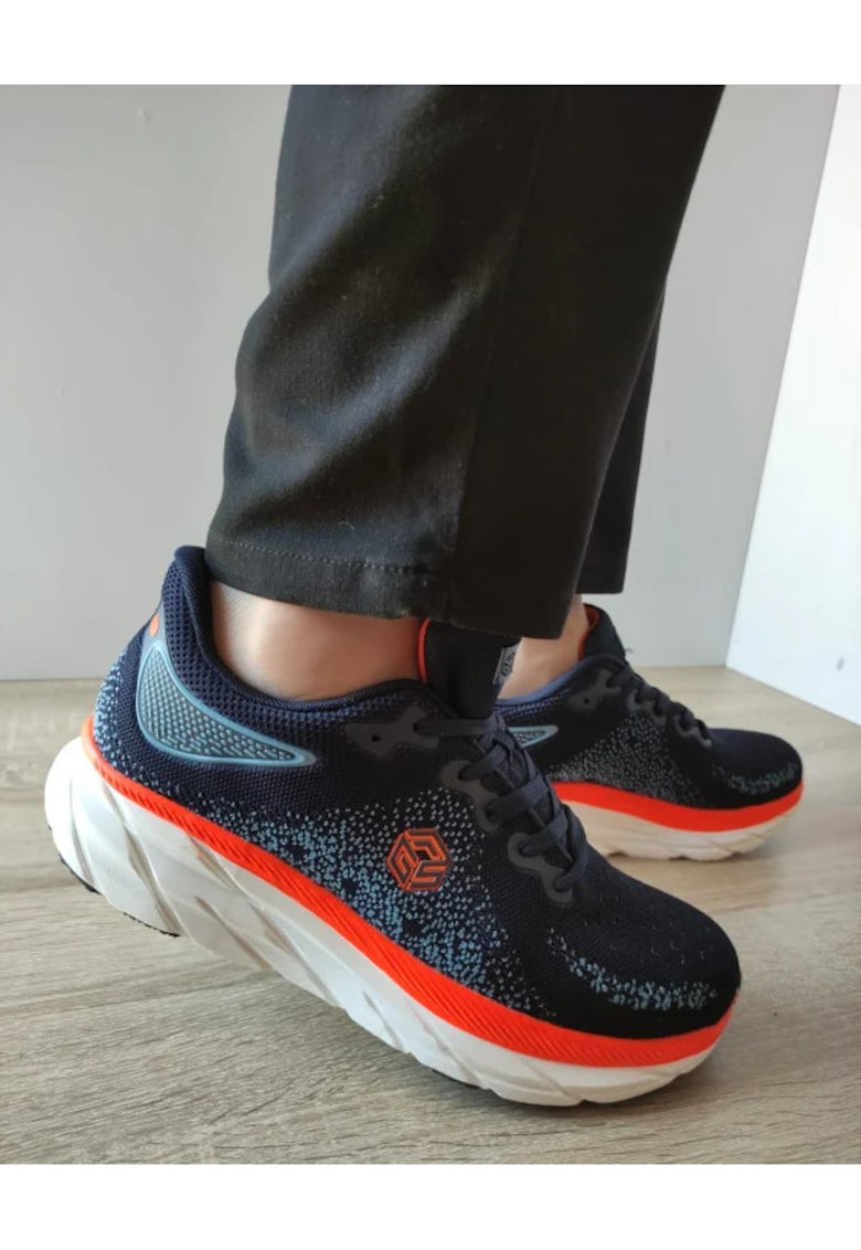 Pantofi Sport Barbati B100-Cl25226 Bleumarin + Portocaliu - Bleumarin -