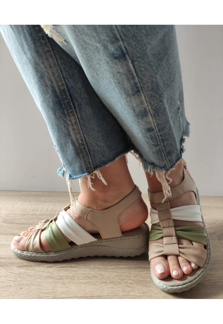 Sandale Casual Dama 17-1010 Bej + Color - Bej - Bej