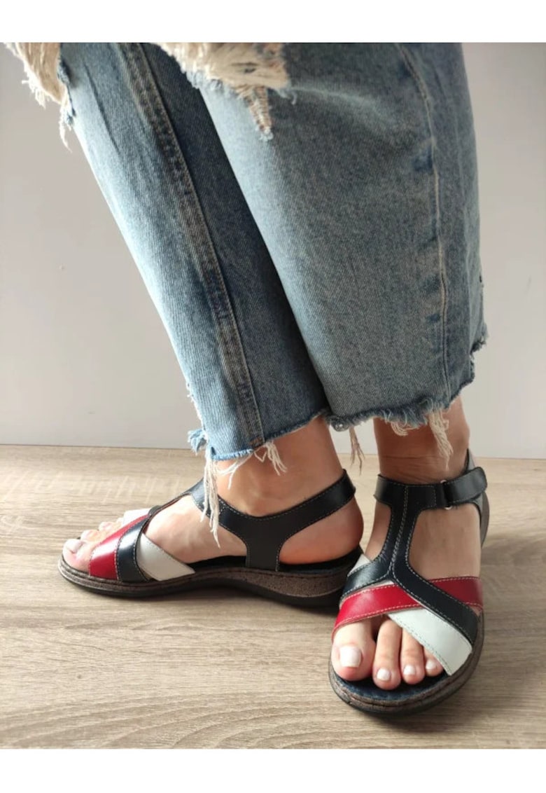 Sandale Casual Dama 4773 3 Bleumarin + Alb + Rosu - Bleumarin -