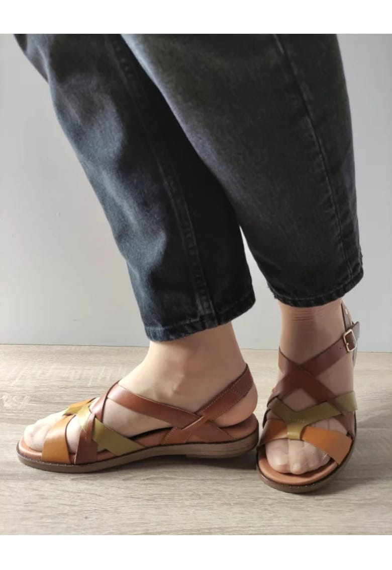 Sandale Casual Dama W8Q-0894C1 Brandy Cu Olive - Maro