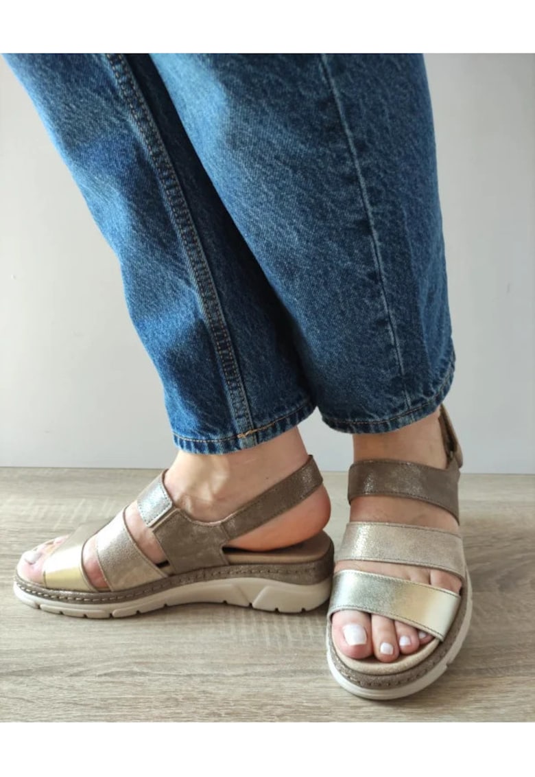 Sandale Casual Dama  12511T Mostar H6-1 Aurii + Metalic - Auriu -