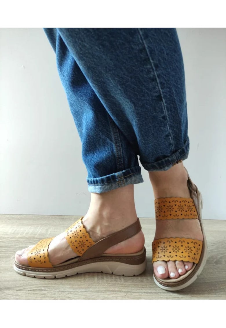 Sandale Casual Dama 12514Gt Mostar 08-N Galbene + Maro - Galben