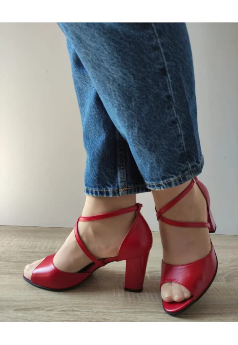 Sandale Elegante Dama 38336 Rosii Inchis - Rosu -