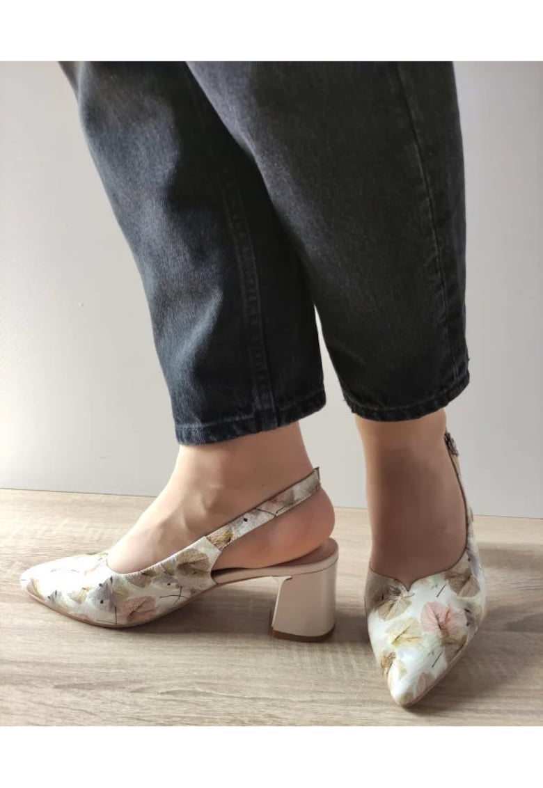 Sandale Elegante Dama 360034B 97-N Bej Cu Floral - Bej -