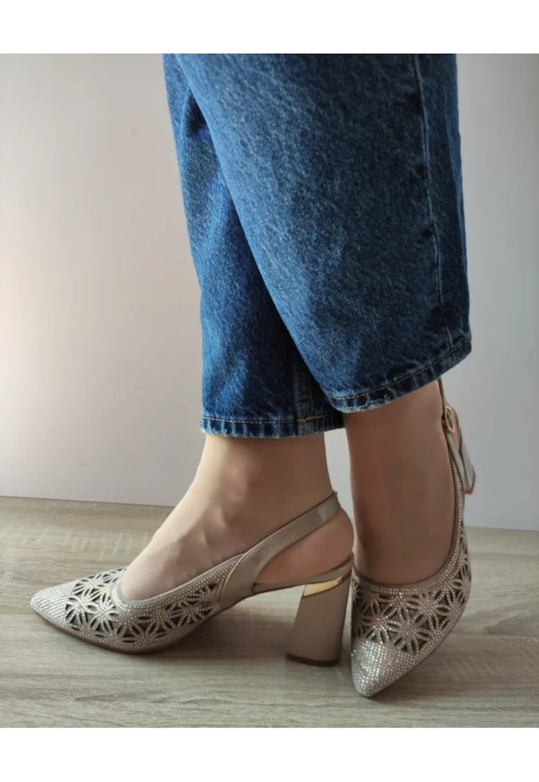 Sandale Elegante Dama 360048A 03-I Bej Velur - Bej - Bej - Epica - imagine 1