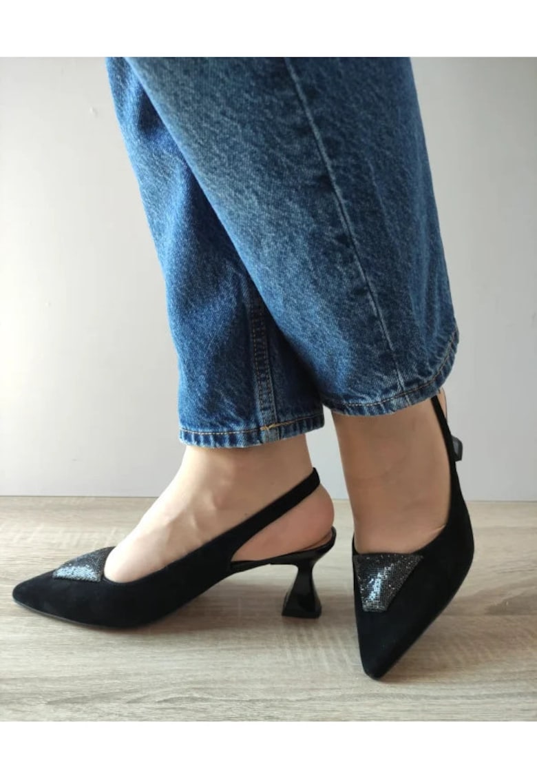 Sandale Elegante Dama 3600408 01-I Negre Velur - Negru - Negru - Epica - imagine 1