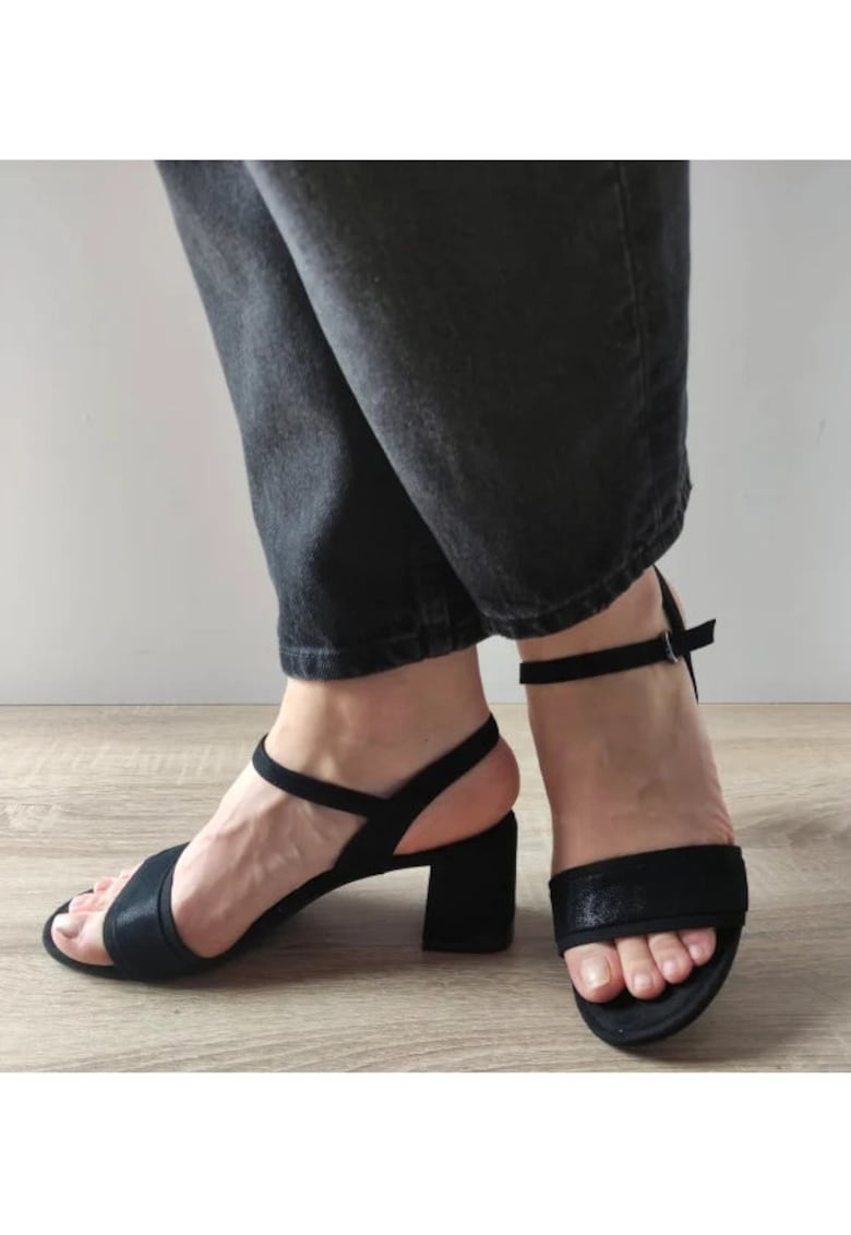 Sandale Elegante Dama 28344-44 Negre Velur - Negru