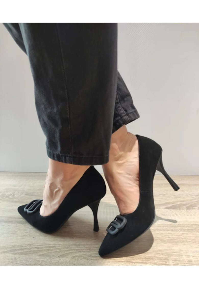 Pantofi Eleganti Dama 015Ta2 01-I Negri Velur - Negru - Negru