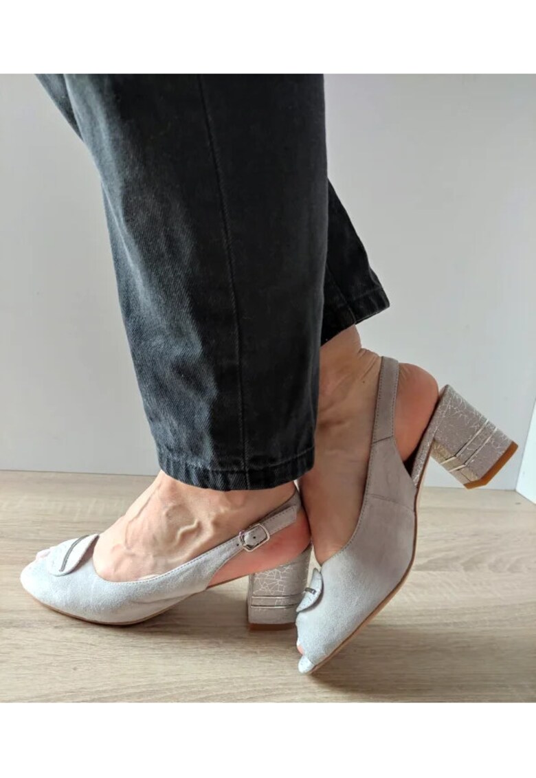 Sandale Elegante Dama 360070B 50-I Gri Velur - Gri - Gri