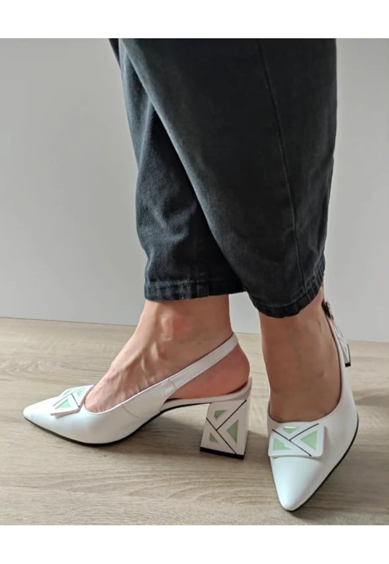 Sandale Elegante Dama Zp158Ts 13-N Albe Cu Vernil - Alb - Alb