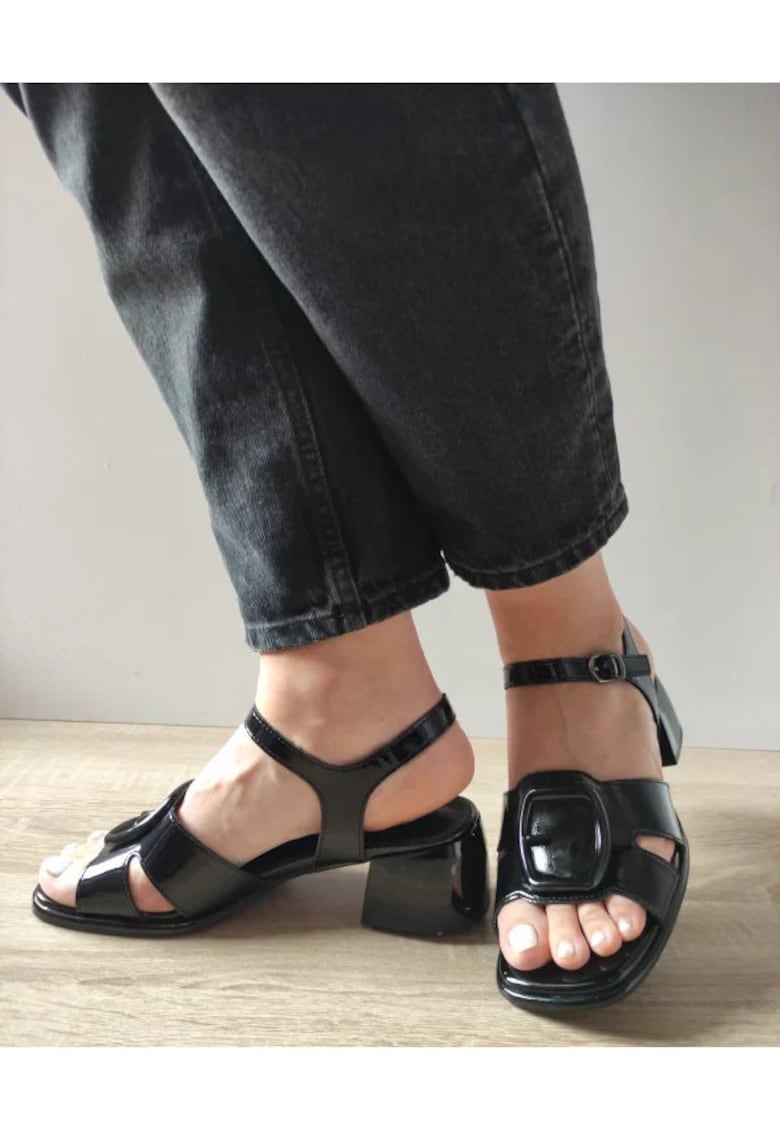 Sandale Elegante Dama 160032B 01-L Negre Lac - Negru - Negru