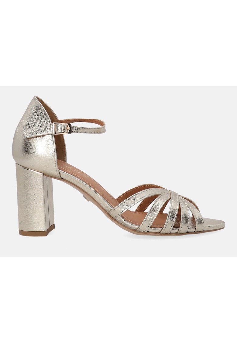 Sandale uni din piele cu toc masiv