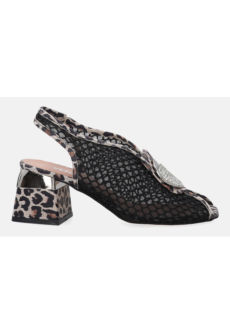 Sandal cu toc masin si animal print