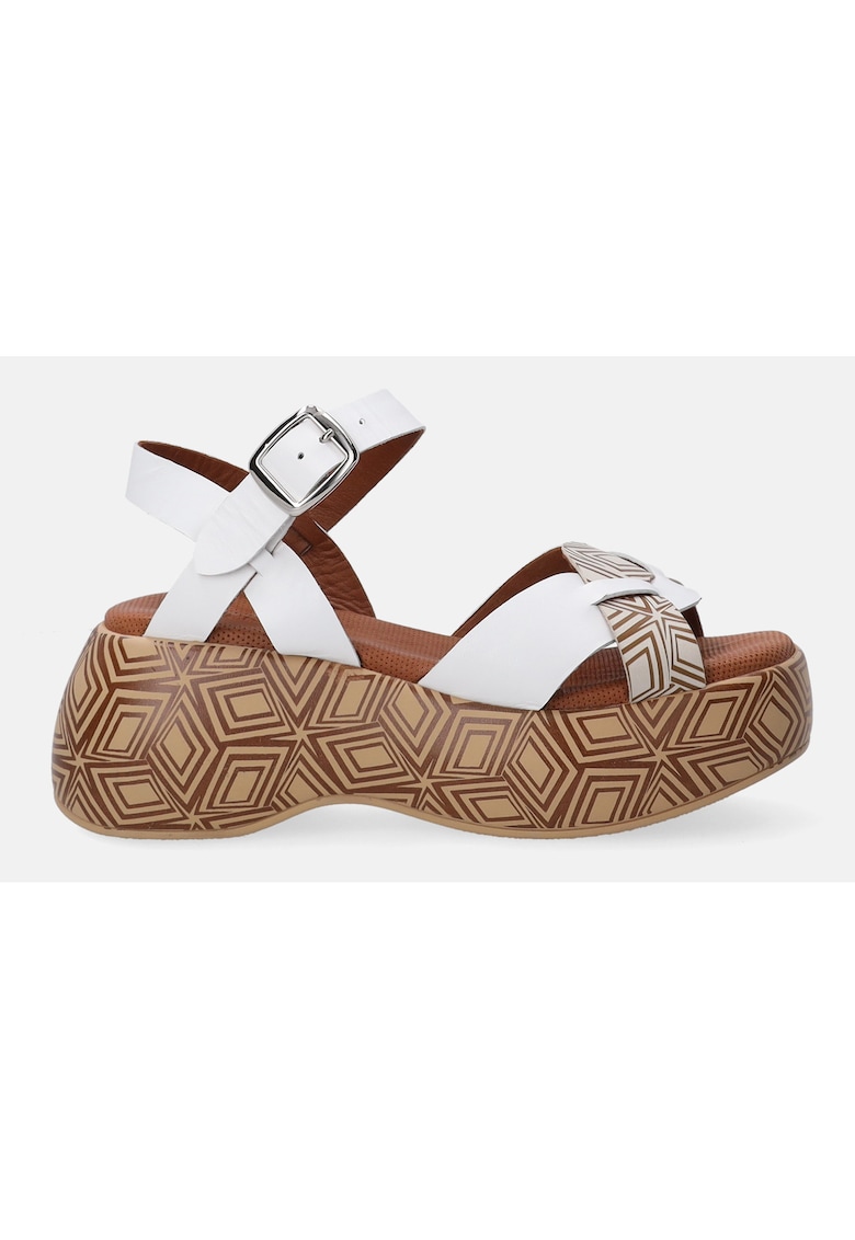 SANDALE  ALBE CU PLATFORMA SI MODEL GEOMETRIC MARIMEA