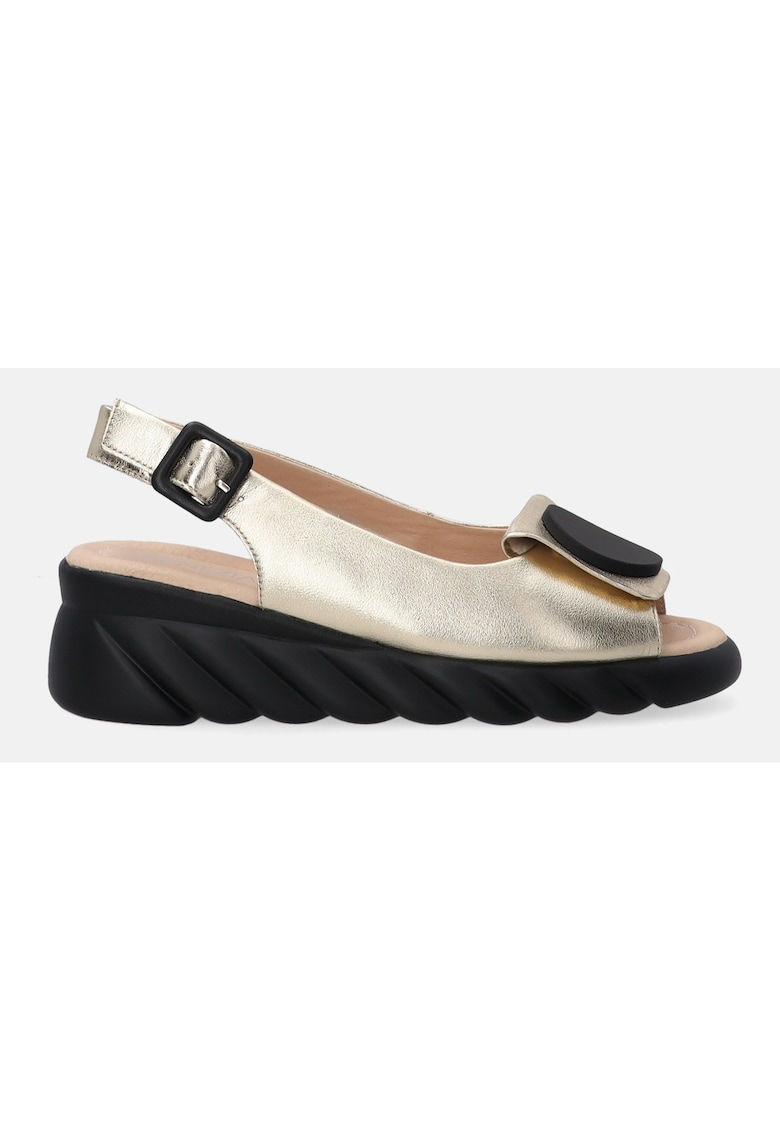 Sandale din piele cu platforma - Auriu - VENEZIA - imagine 1