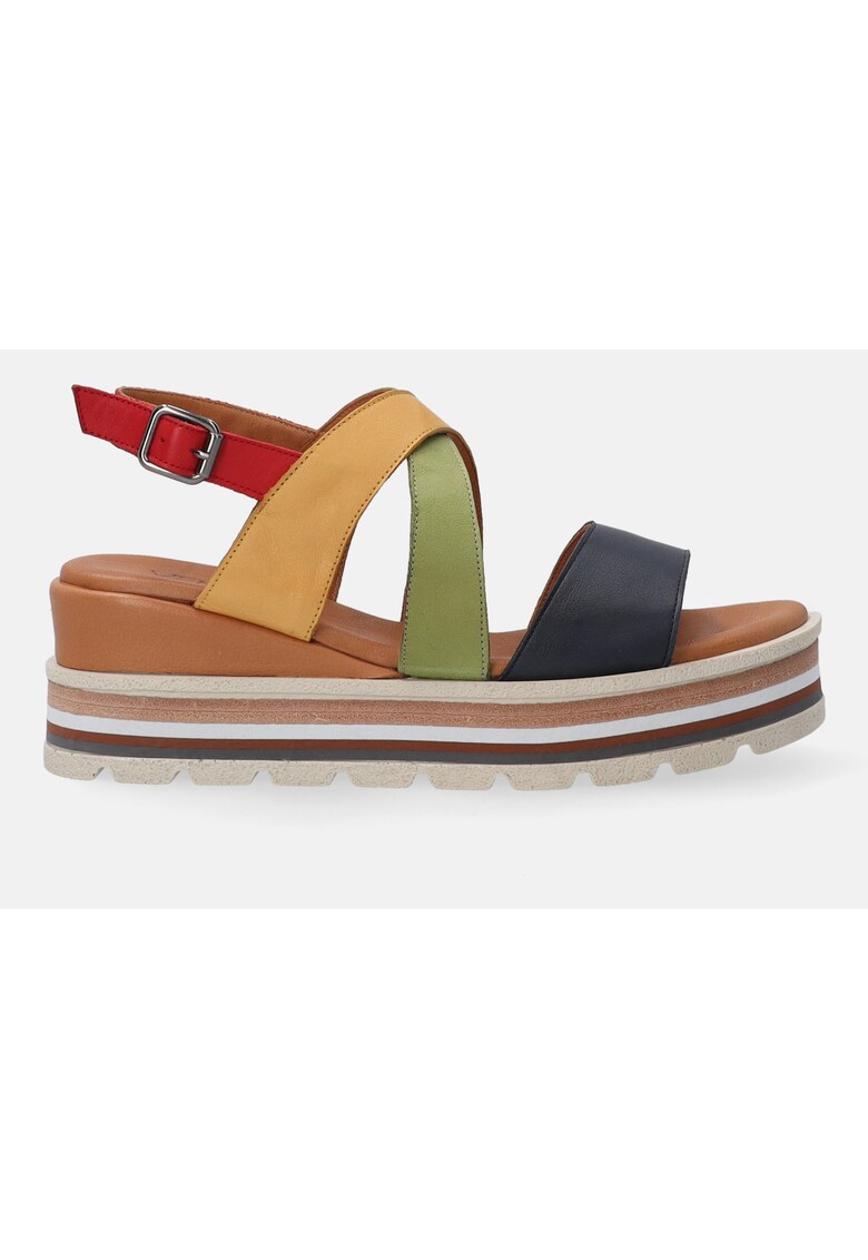 Sandale flatform din piele cu catarama