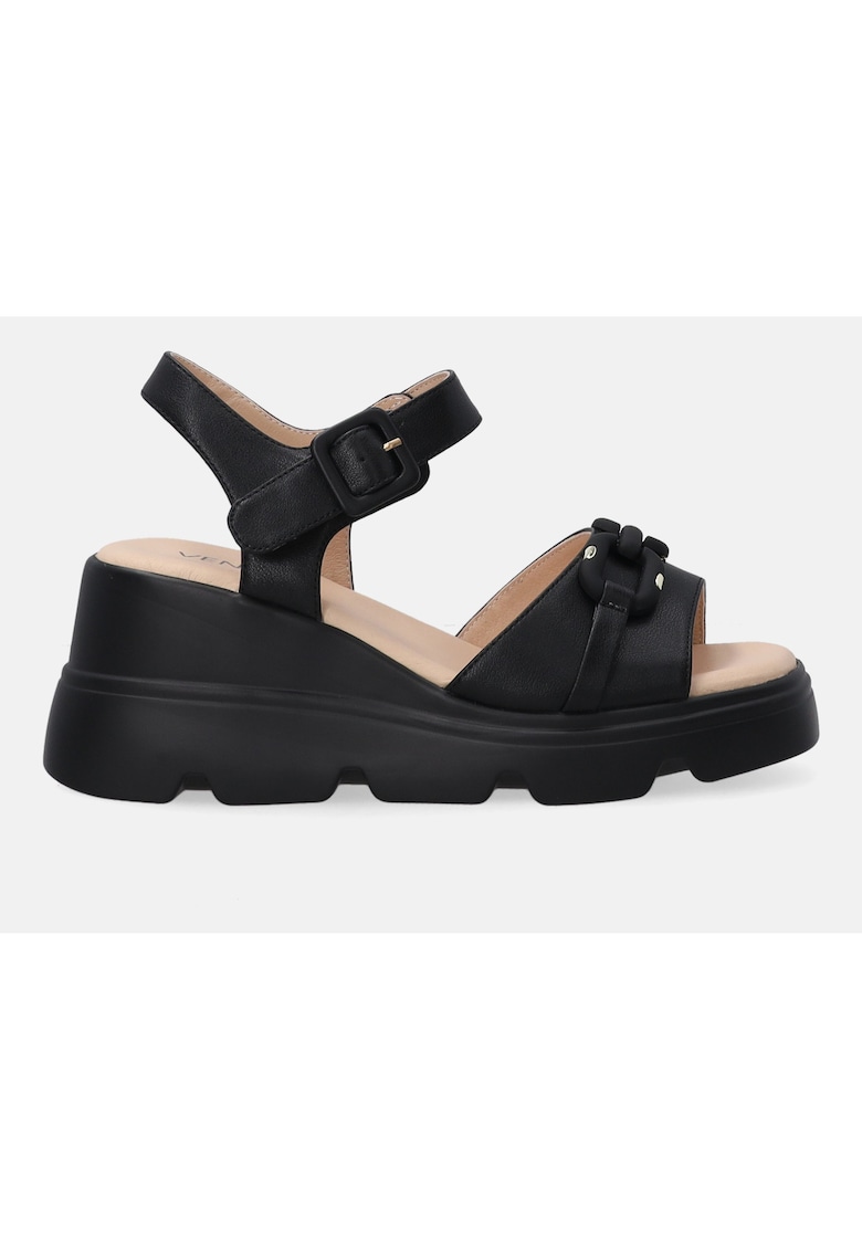 Sandale din piele cu platforma - Negru - VENEZIA - imagine 1