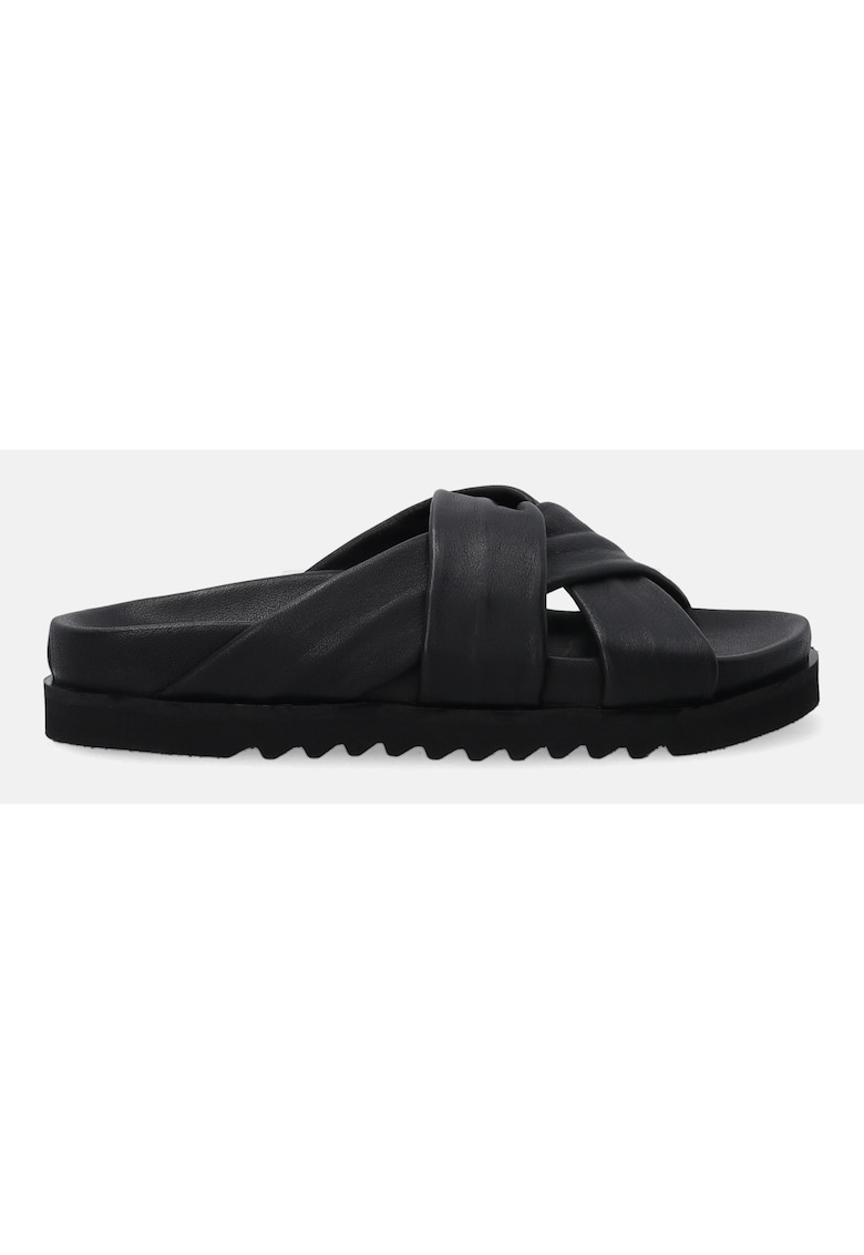 Papuci din piele cu talpa flatform
