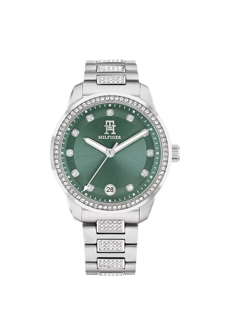 Ceas dama 1782759 - argintiu - verde - 36x10mm - bratara - data - rezistent la apa 50m