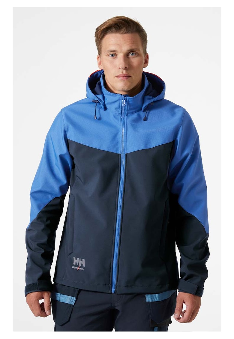 Jacheta softshell barbati - Helly Hansen Oxford - impermeabila - albastru - poliamida - cu gluga detasabila