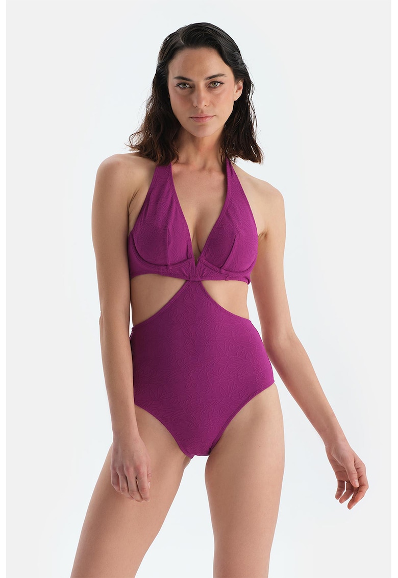 Costum de baie intreg cu decupaje si decolteu in V